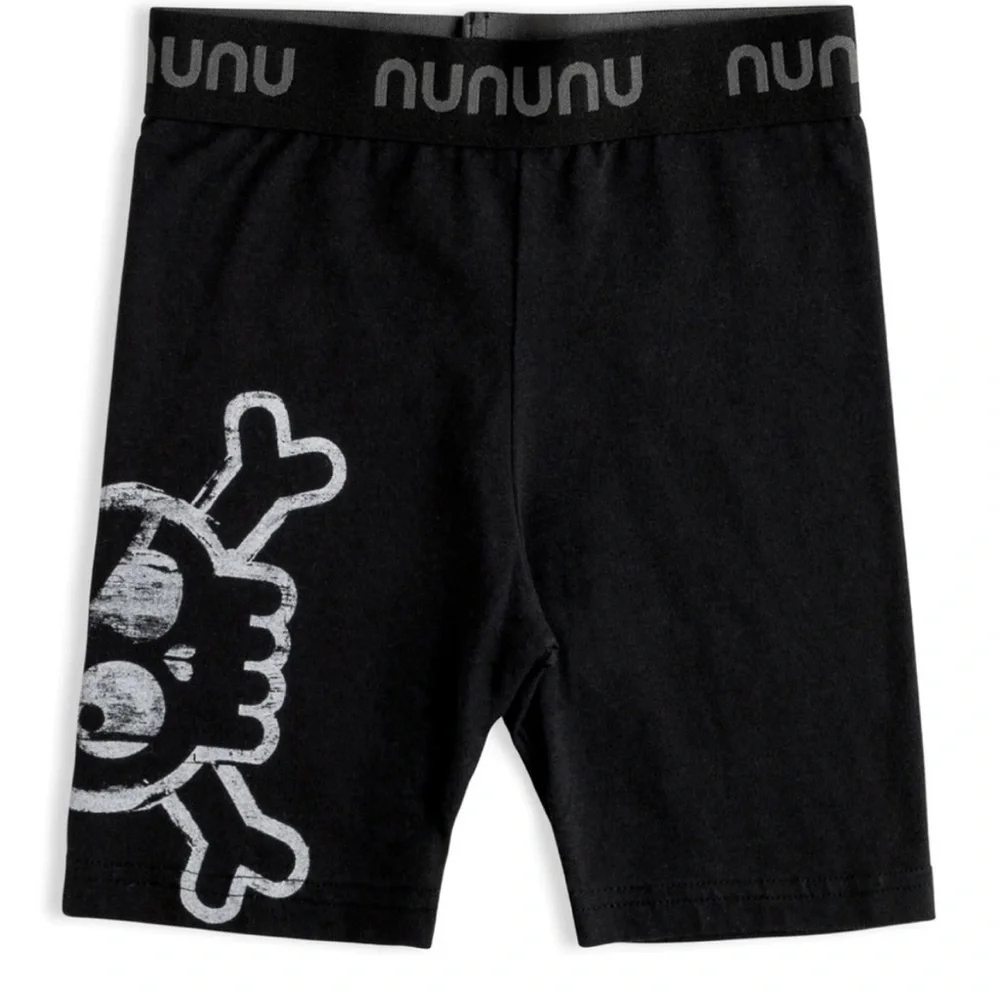 Nununu Black Skull Print Kids Shorts